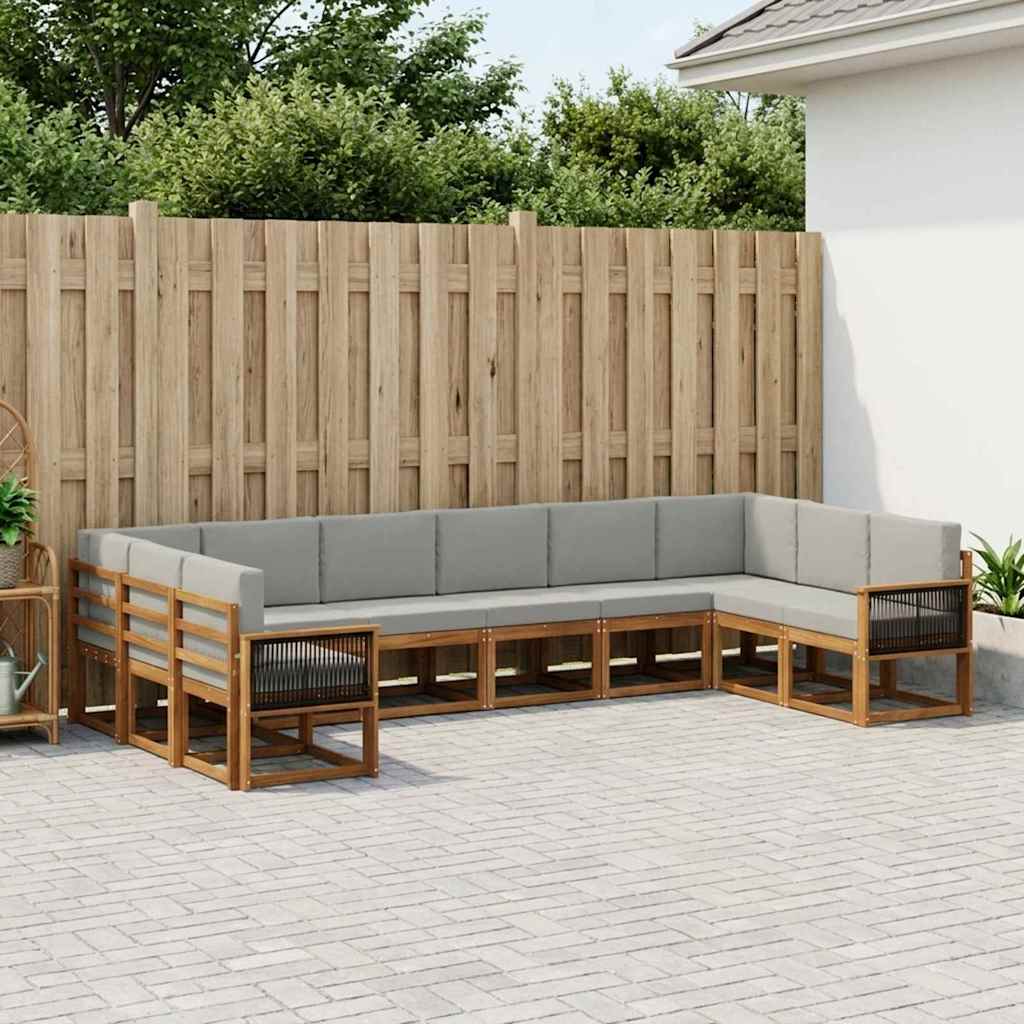 Buiten bankenset met kussen 10 pcs Naturel en lichtgrijs is nu te koop bij PeponiXL, paradijselijk wonen!
