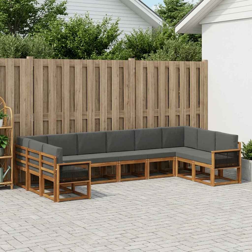 Buiten bankenset met kussen 10 pcs Natuurlijk en Antraciet is nu te koop bij PeponiXL, paradijselijk wonen!