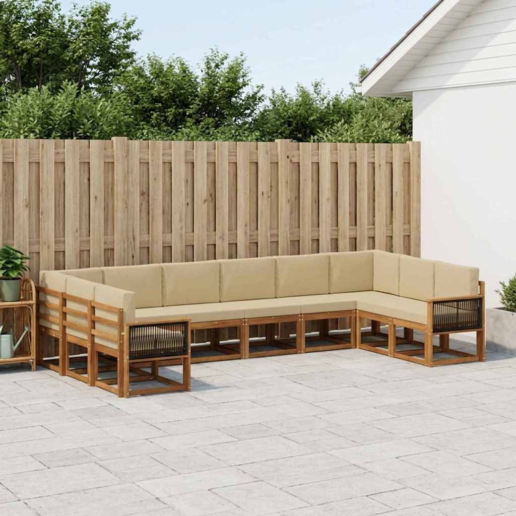 Buiten bankenset 10 pcs Natuurlijk en Beige Massief Acaciahout is nu te koop bij PeponiXL, paradijselijk wonen!