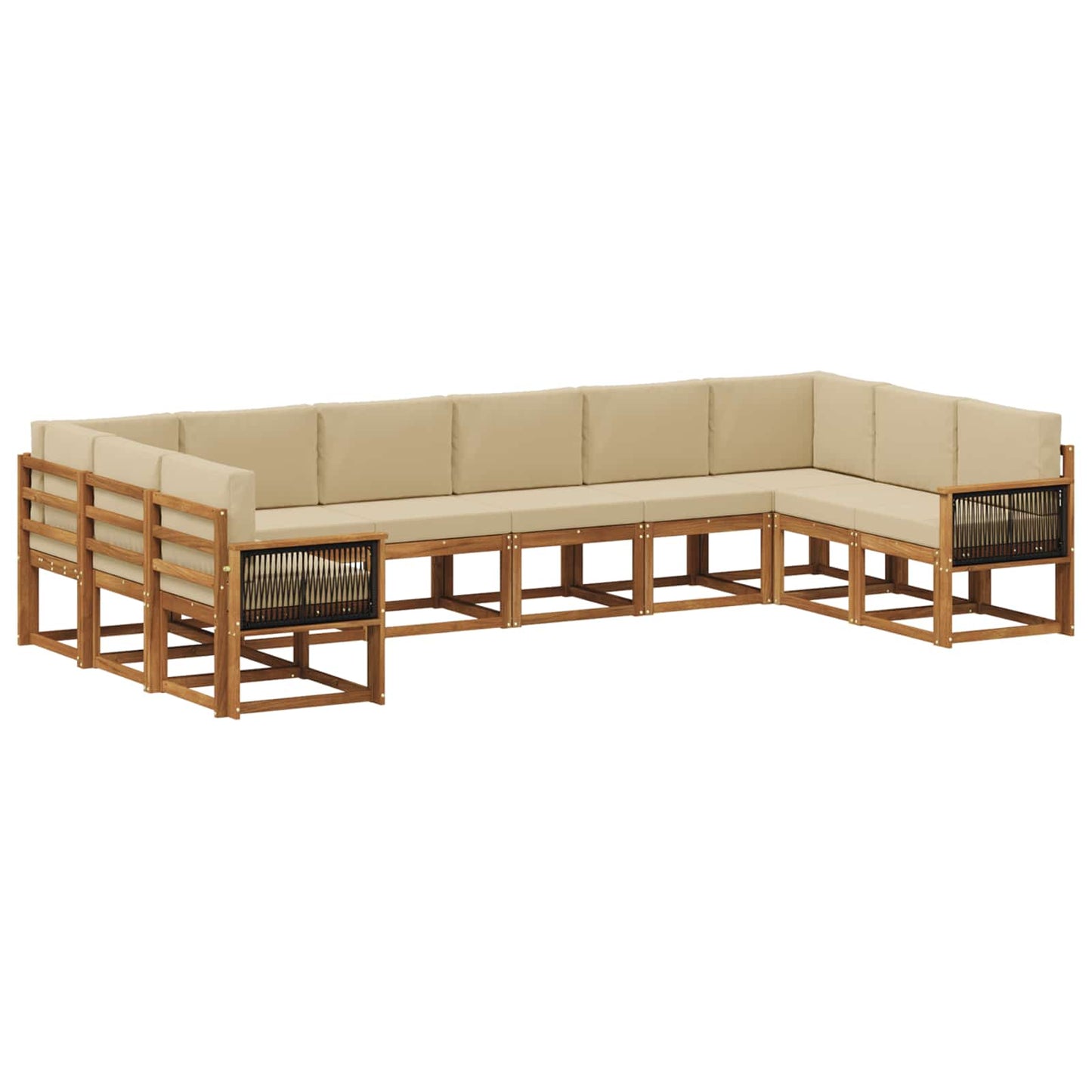 Buiten bankenset 10 pcs Natuurlijk en Beige Massief Acaciahout is nu te koop bij PeponiXL, paradijselijk wonen!