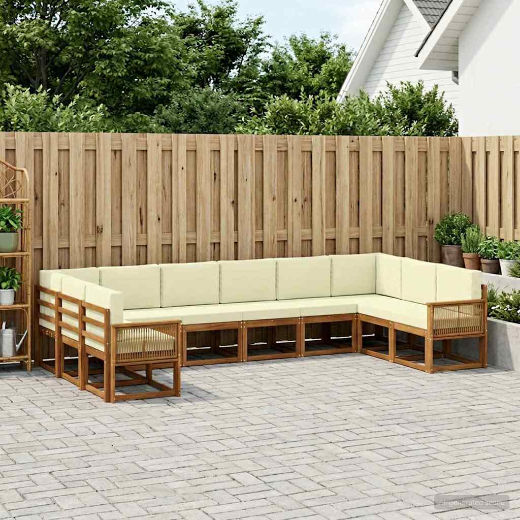 Buiten bankenset 10 pcs Natuurlijk en Crème Massief Acaciahout is nu te koop bij PeponiXL, paradijselijk wonen!