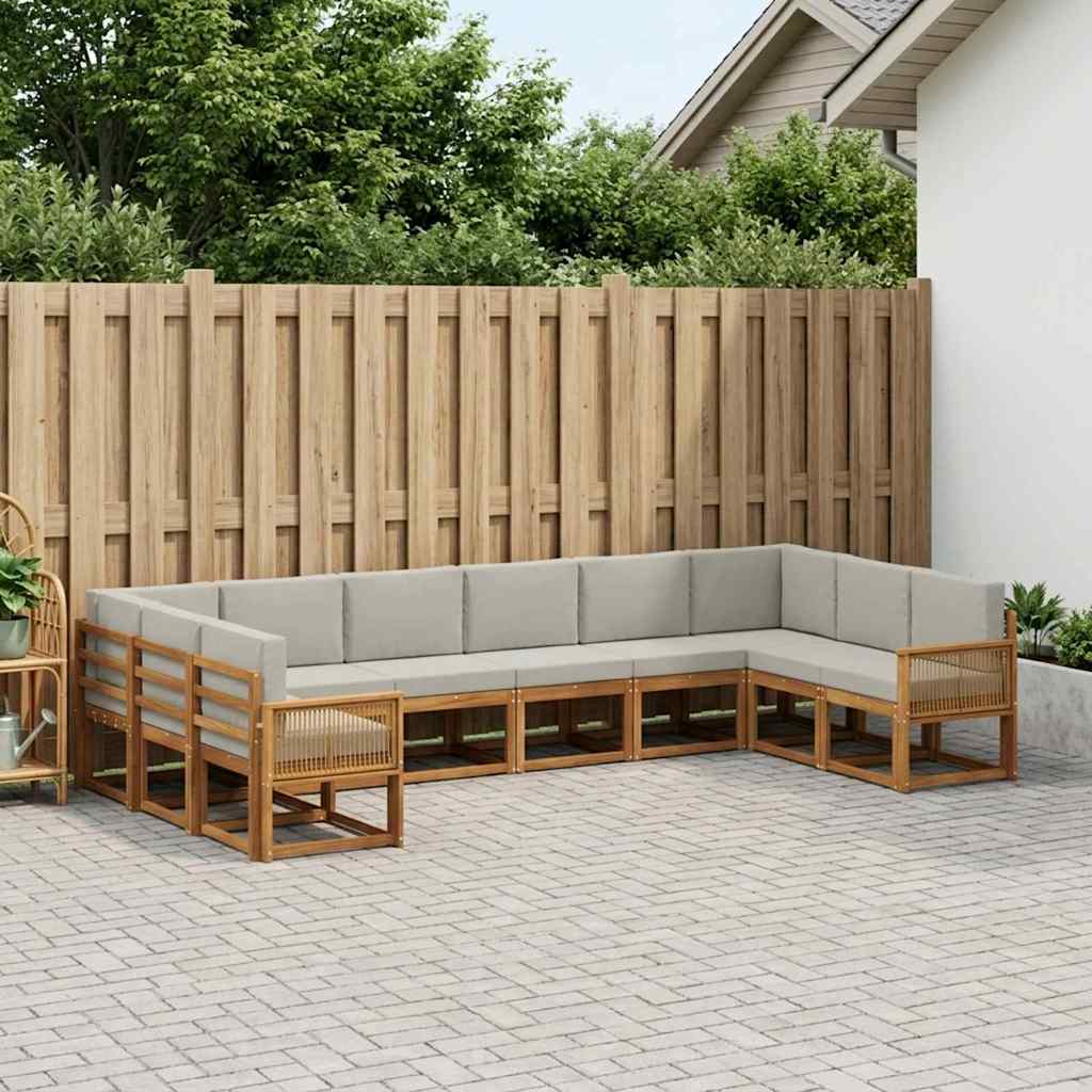 Buiten bankenset met kussen 10 pcs Naturel en lichtgrijs is nu te koop bij PeponiXL, paradijselijk wonen!