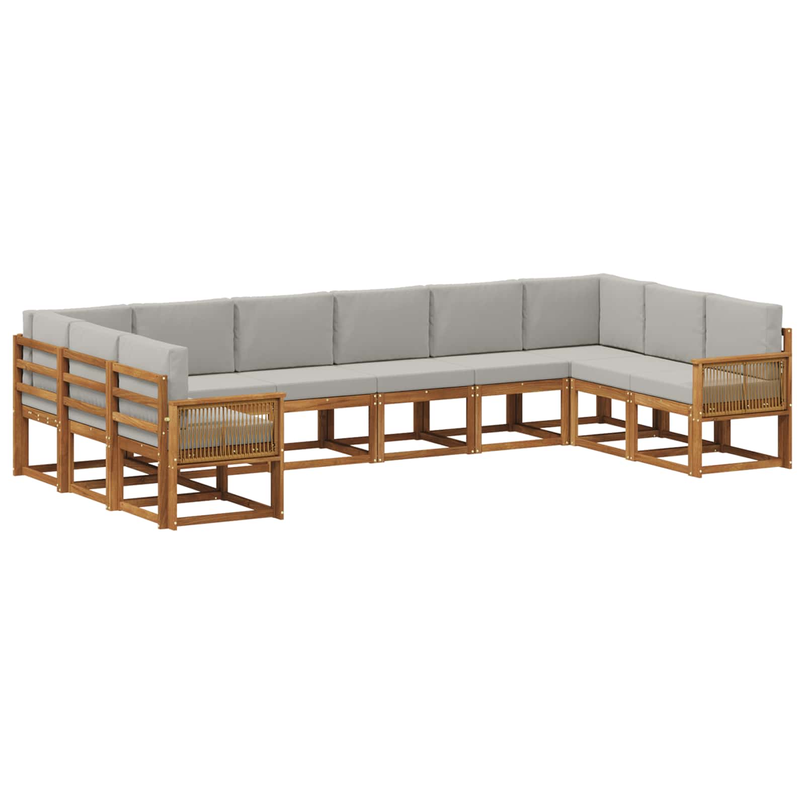 Buiten bankenset met kussen 10 pcs Naturel en lichtgrijs is nu te koop bij PeponiXL, paradijselijk wonen!