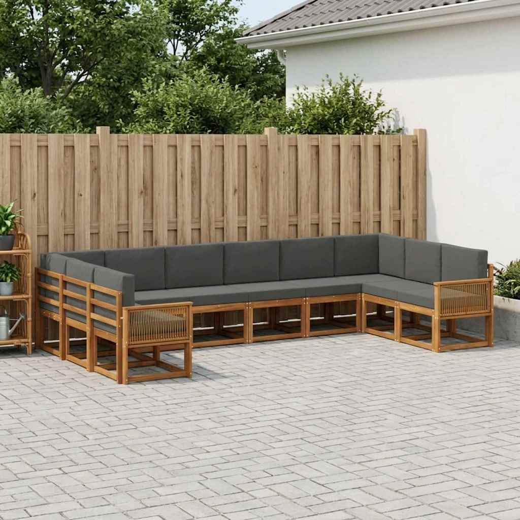 Buiten bankenset met kussen 10 pcs Natuurlijk en Antraciet is nu te koop bij PeponiXL, paradijselijk wonen!