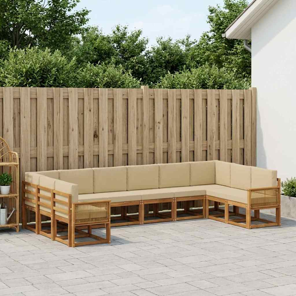 Buiten bankenset 10 pcs Natuurlijk en Beige Massief Acaciahout is nu te koop bij PeponiXL, paradijselijk wonen!