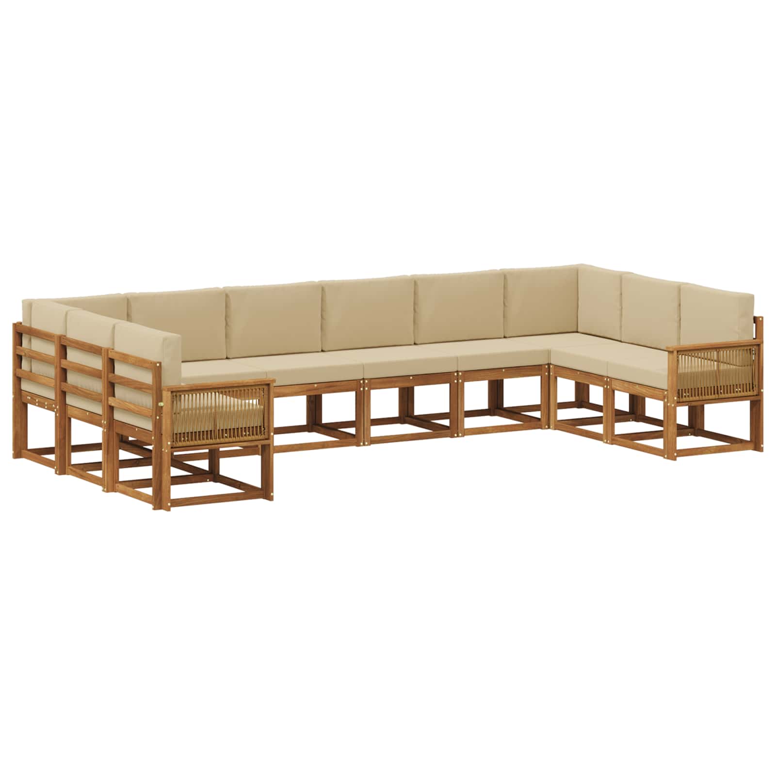Buiten bankenset 10 pcs Natuurlijk en Beige Massief Acaciahout is nu te koop bij PeponiXL, paradijselijk wonen!