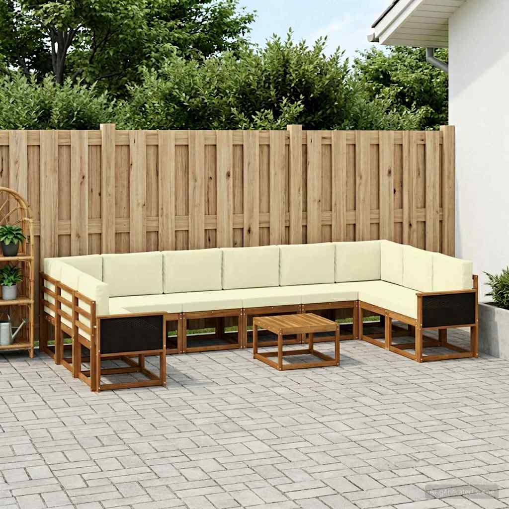 Buiten bankenset 11 pcs Natuurlijk en Crème Massief Acaciahout is nu te koop bij PeponiXL, paradijselijk wonen!
