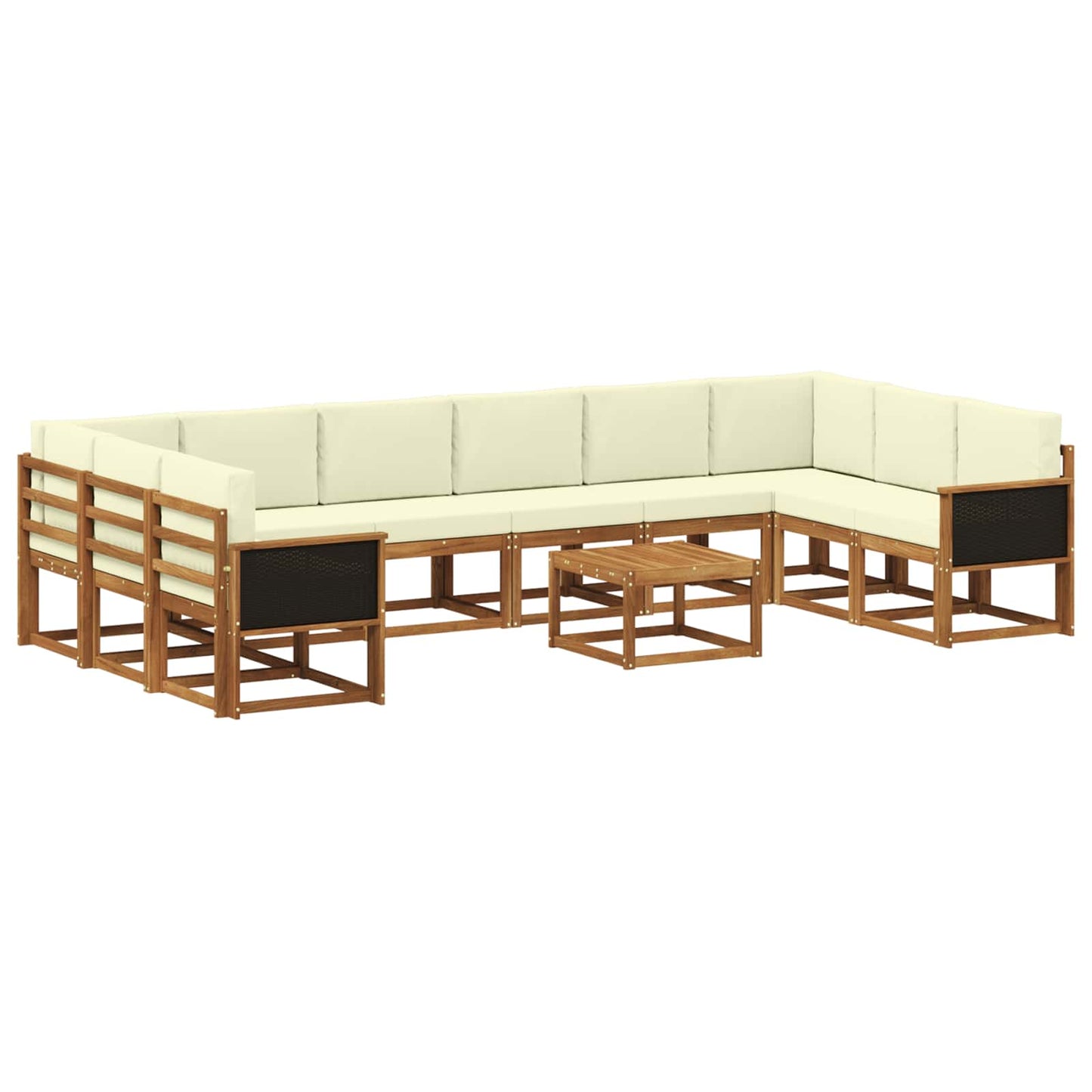 Buiten bankenset 11 pcs Natuurlijk en Crème Massief Acaciahout is nu te koop bij PeponiXL, paradijselijk wonen!