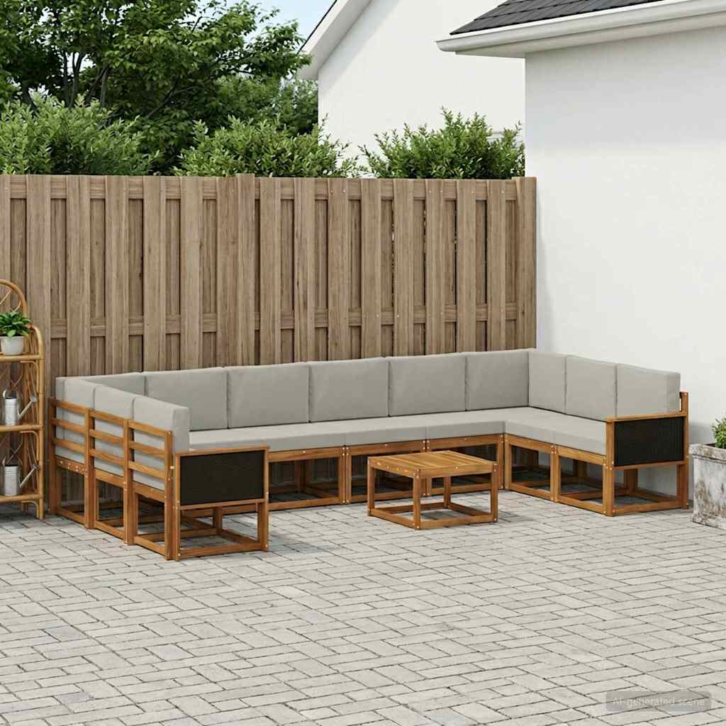 Buiten bankenset met kussen 11 pcs Naturel en lichtgrijs is nu te koop bij PeponiXL, paradijselijk wonen!