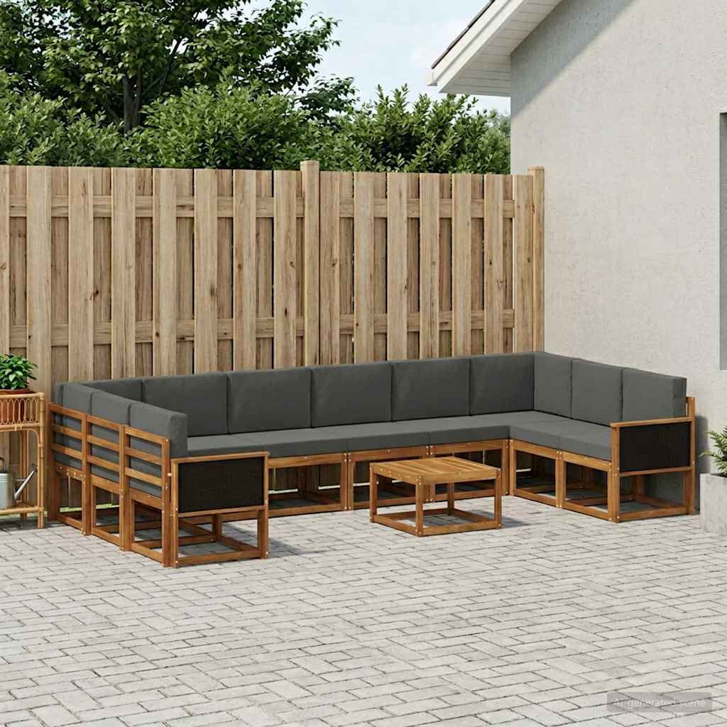 Buiten bankenset met kussen 11 pcs Natuurlijk en Antraciet is nu te koop bij PeponiXL, paradijselijk wonen!