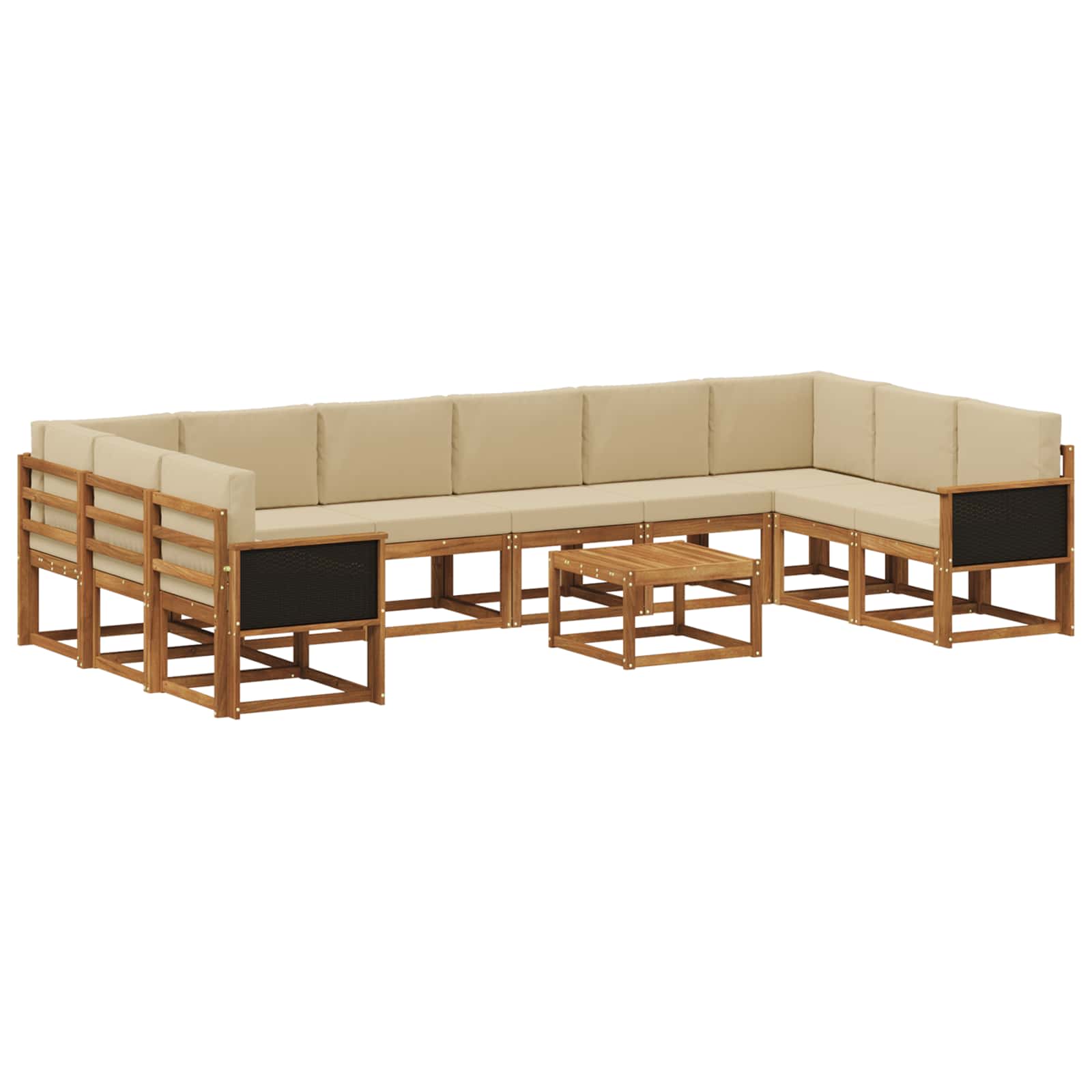 Buiten bankenset 11 pcs Natuurlijk en Beige Massief Acaciahout is nu te koop bij PeponiXL, paradijselijk wonen!