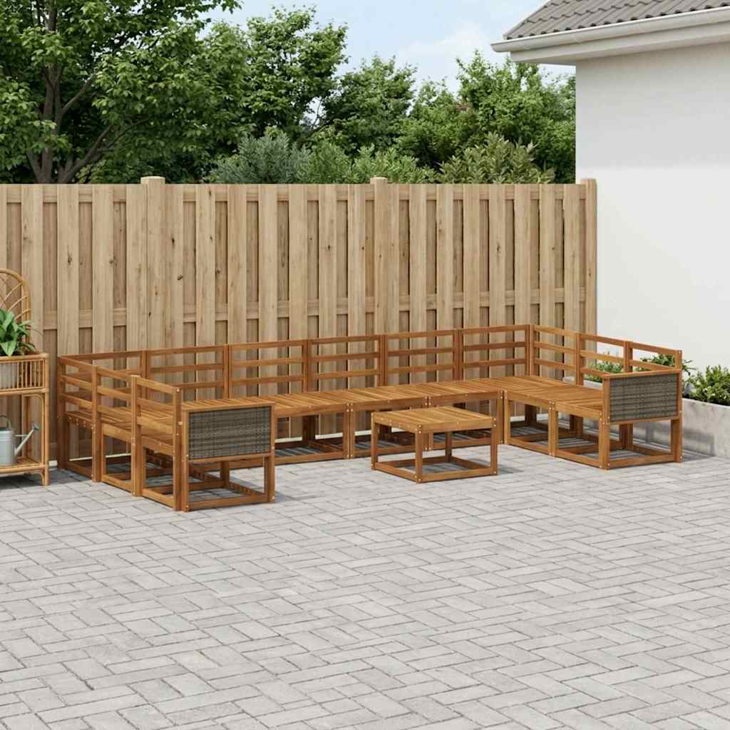 Buiten bankenset 11 pcs Naturel Massief Acaciahout is nu te koop bij PeponiXL, paradijselijk wonen!