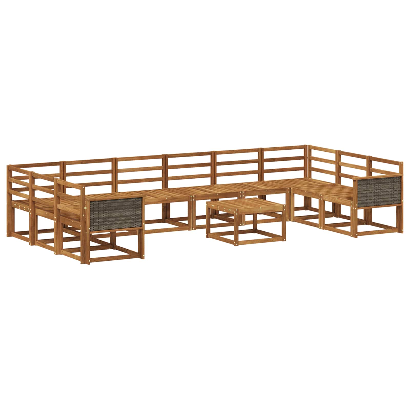 Buiten bankenset 11 pcs Naturel Massief Acaciahout is nu te koop bij PeponiXL, paradijselijk wonen!