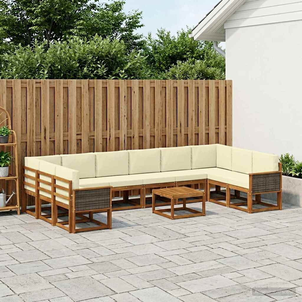 Buiten bankenset 11 pcs Natuurlijk en Crème Massief Acaciahout is nu te koop bij PeponiXL, paradijselijk wonen!