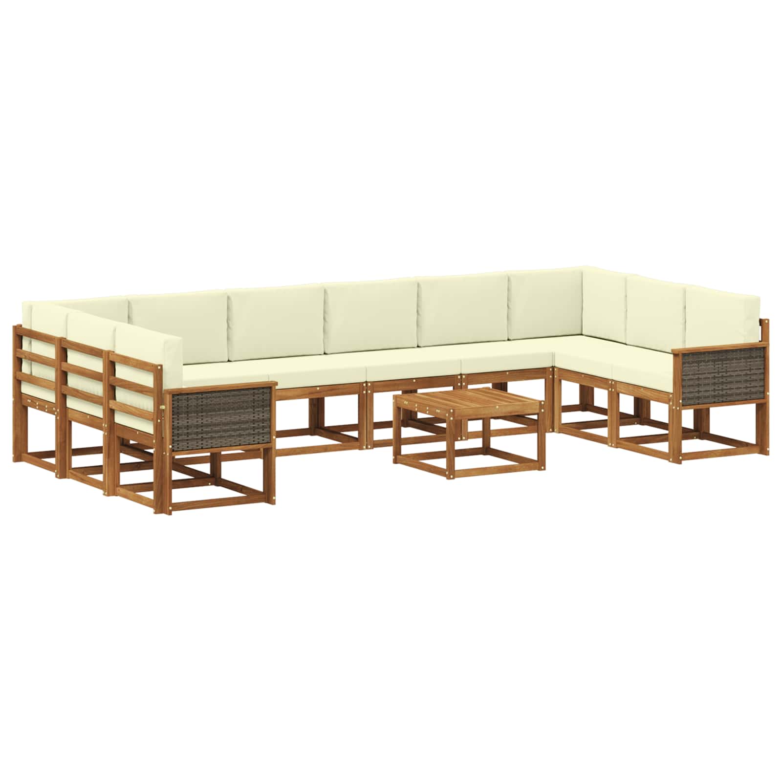 Buiten bankenset 11 pcs Natuurlijk en Crème Massief Acaciahout is nu te koop bij PeponiXL, paradijselijk wonen!