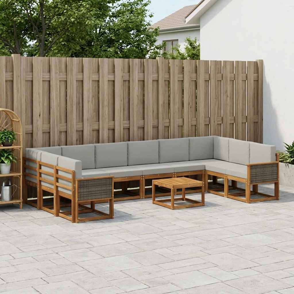 Buiten bankenset met kussen 11 pcs Naturel en lichtgrijs is nu te koop bij PeponiXL, paradijselijk wonen!