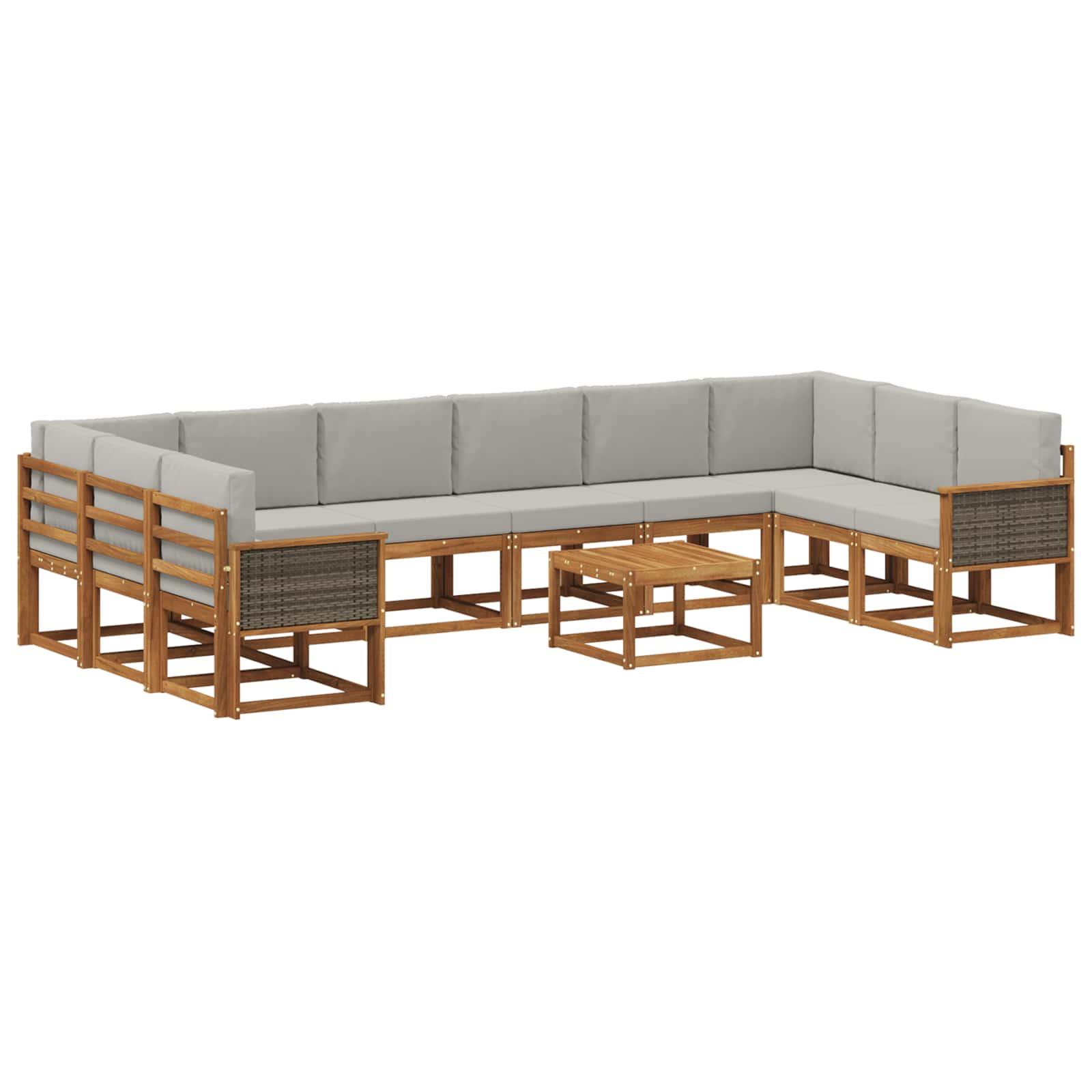 Buiten bankenset met kussen 11 pcs Naturel en lichtgrijs is nu te koop bij PeponiXL, paradijselijk wonen!