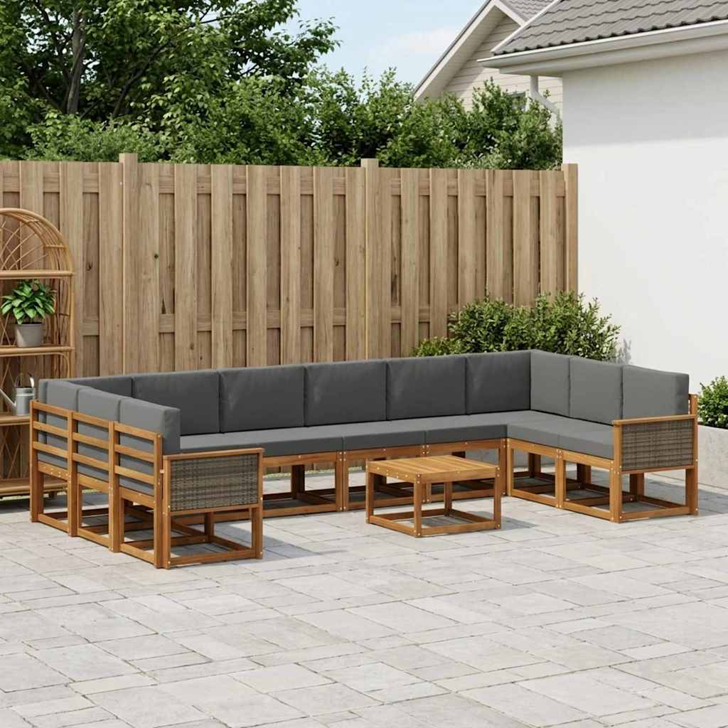 Buiten bankenset met kussen 11 pcs Natuurlijk en Antraciet is nu te koop bij PeponiXL, paradijselijk wonen!