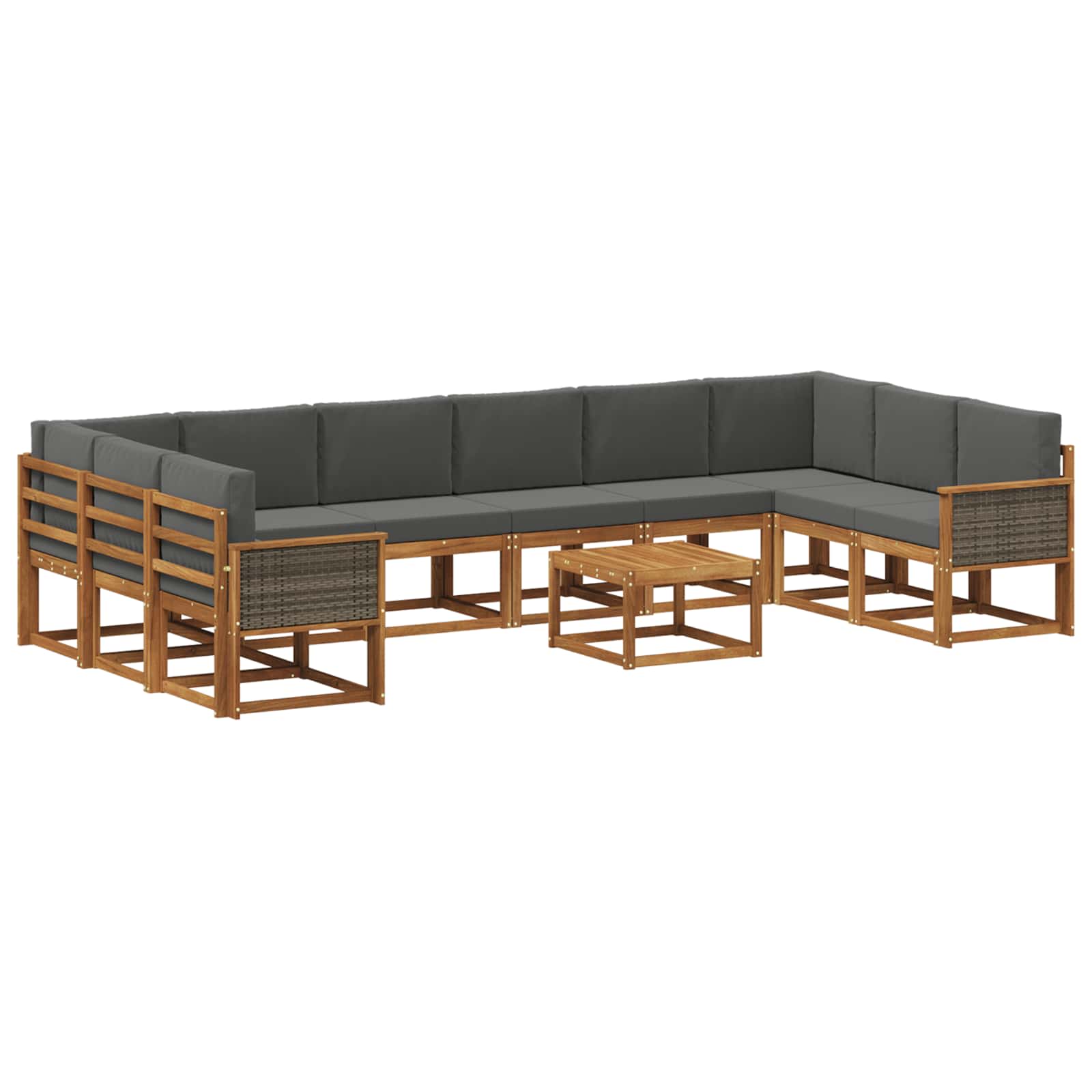 Buiten bankenset met kussen 11 pcs Natuurlijk en Antraciet is nu te koop bij PeponiXL, paradijselijk wonen!