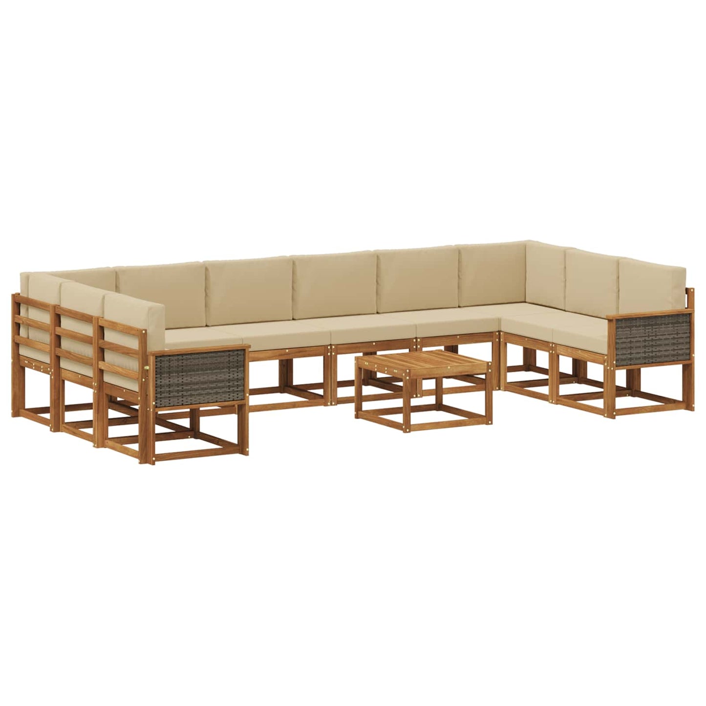 Buiten bankenset 11 pcs Natuurlijk en Beige Massief Acaciahout is nu te koop bij PeponiXL, paradijselijk wonen!
