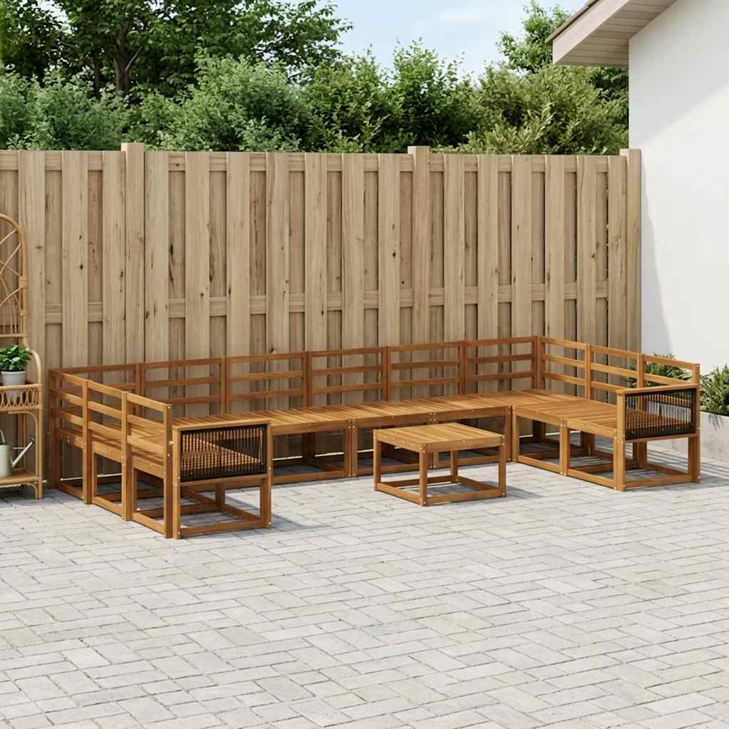 Buiten bankenset 11 pcs Naturel Massief Acaciahout is nu te koop bij PeponiXL, paradijselijk wonen!