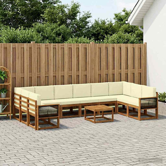Buiten bankenset 11 pcs Natuurlijk en Crème Massief Acaciahout is nu te koop bij PeponiXL, paradijselijk wonen!