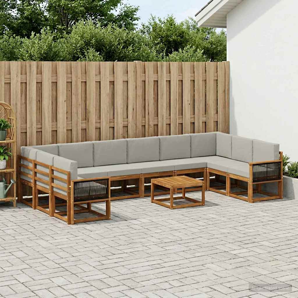 Buiten bankenset met kussen 11 pcs Naturel en lichtgrijs is nu te koop bij PeponiXL, paradijselijk wonen!