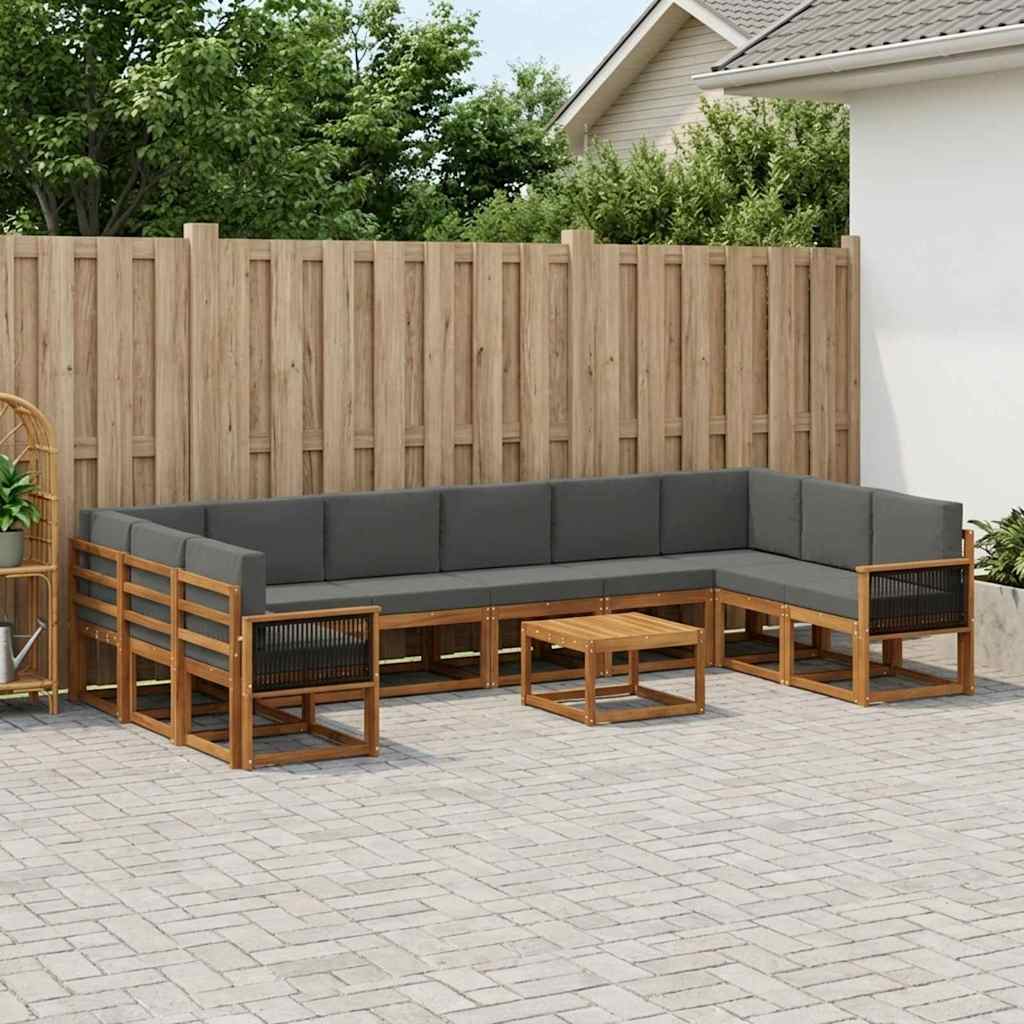 Buiten bankenset met kussen 11 pcs Natuurlijk en Antraciet is nu te koop bij PeponiXL, paradijselijk wonen!