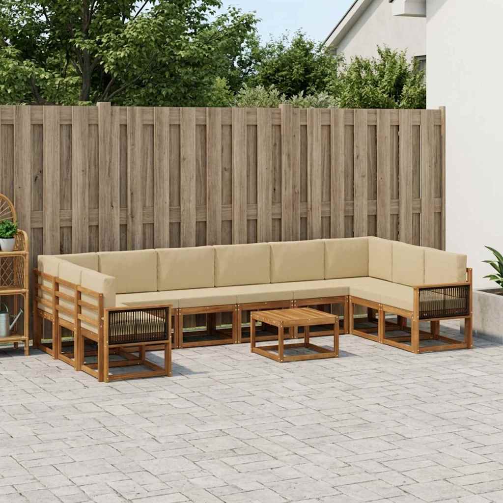 Buiten bankenset 11 pcs Natuurlijk en Beige Massief Acaciahout is nu te koop bij PeponiXL, paradijselijk wonen!