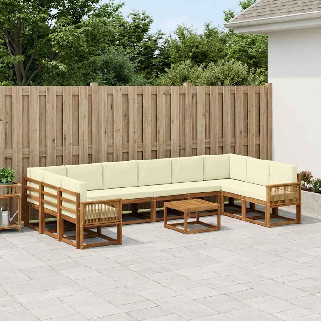 Buiten bankenset 11 pcs Natuurlijk en Crème Massief Acaciahout is nu te koop bij PeponiXL, paradijselijk wonen!