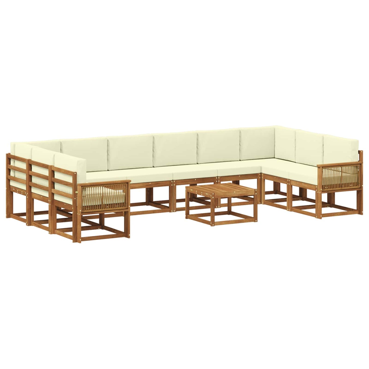 Buiten bankenset 11 pcs Natuurlijk en Crème Massief Acaciahout is nu te koop bij PeponiXL, paradijselijk wonen!