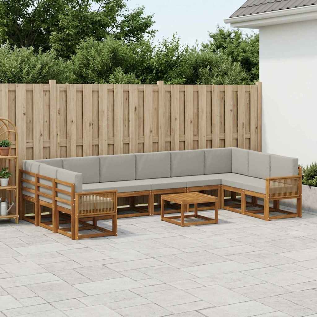 Buiten bankenset met kussen 11 pcs Naturel en lichtgrijs is nu te koop bij PeponiXL, paradijselijk wonen!