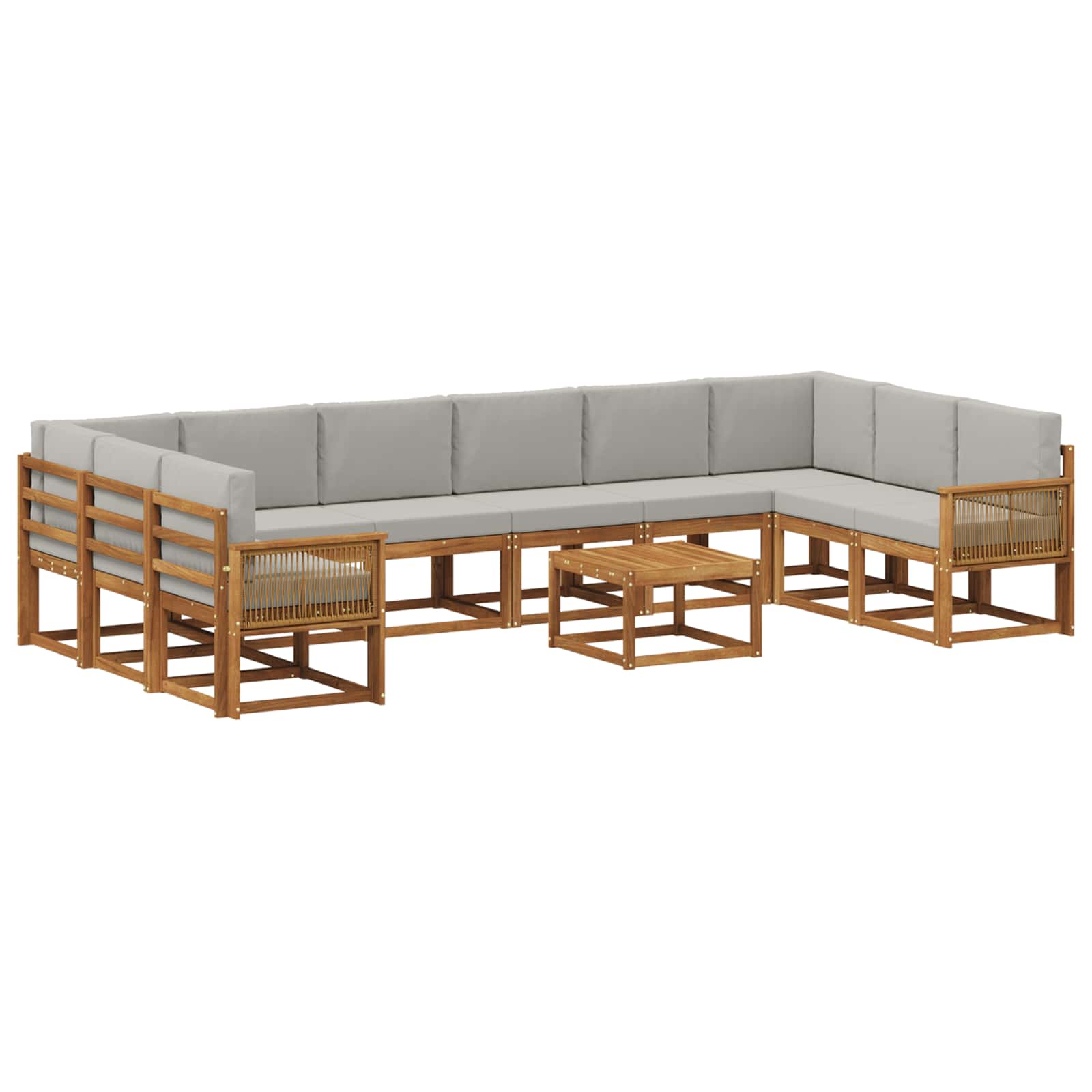 Buiten bankenset met kussen 11 pcs Naturel en lichtgrijs is nu te koop bij PeponiXL, paradijselijk wonen!