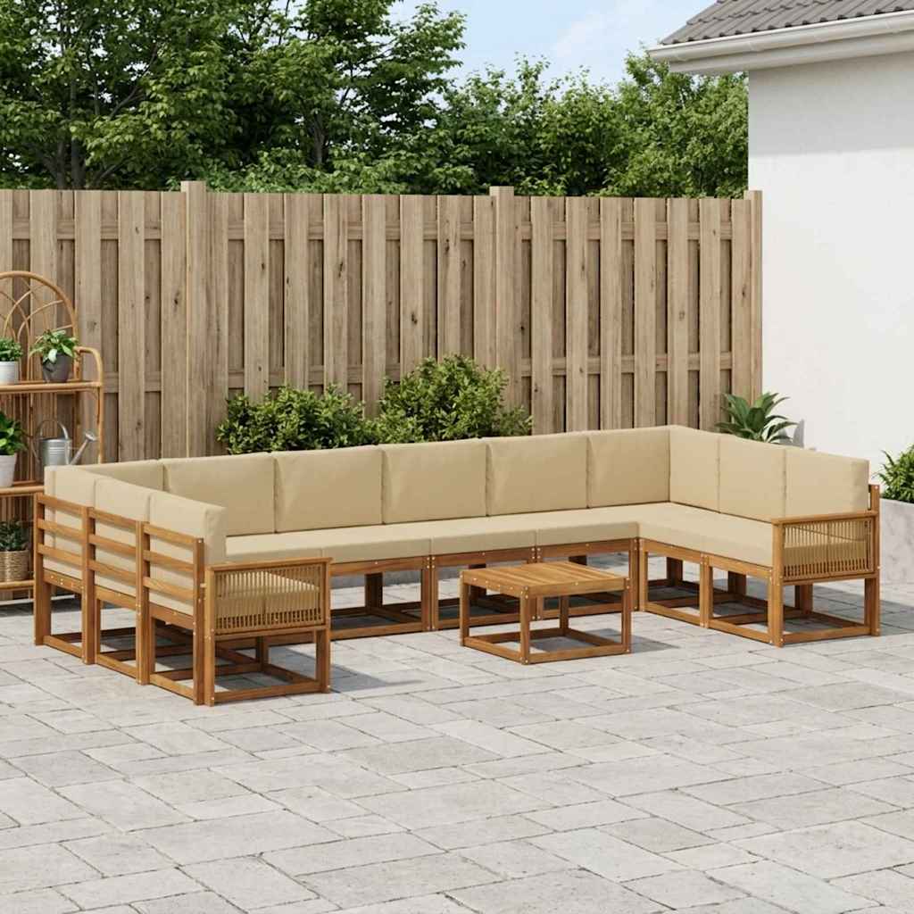 Buiten bankenset 11 pcs Natuurlijk en Beige Massief Acaciahout is nu te koop bij PeponiXL, paradijselijk wonen!