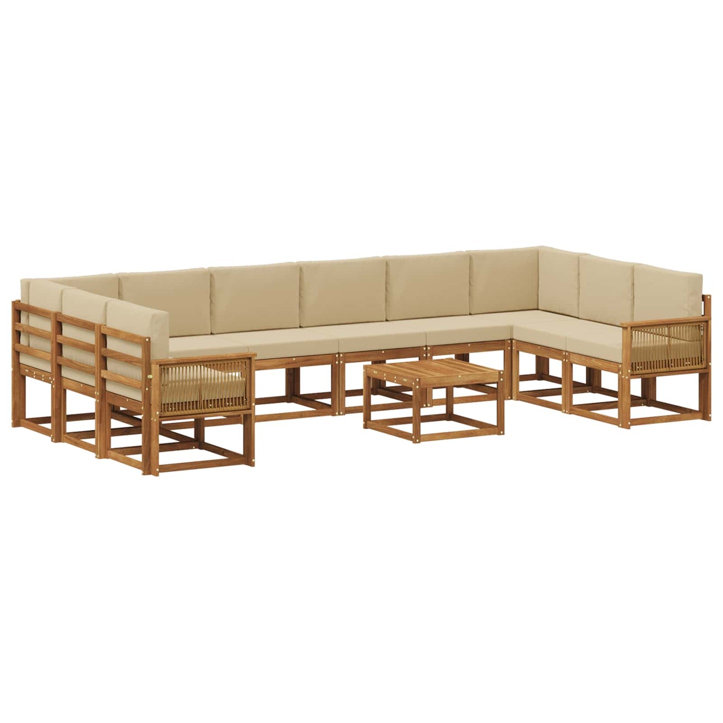 Buiten bankenset 11 pcs Natuurlijk en Beige Massief Acaciahout is nu te koop bij PeponiXL, paradijselijk wonen!