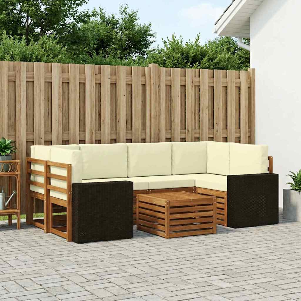 Buiten bankenset 7 pcs Natuurlijk en Crème Massief Acaciahout is nu te koop bij PeponiXL, paradijselijk wonen!