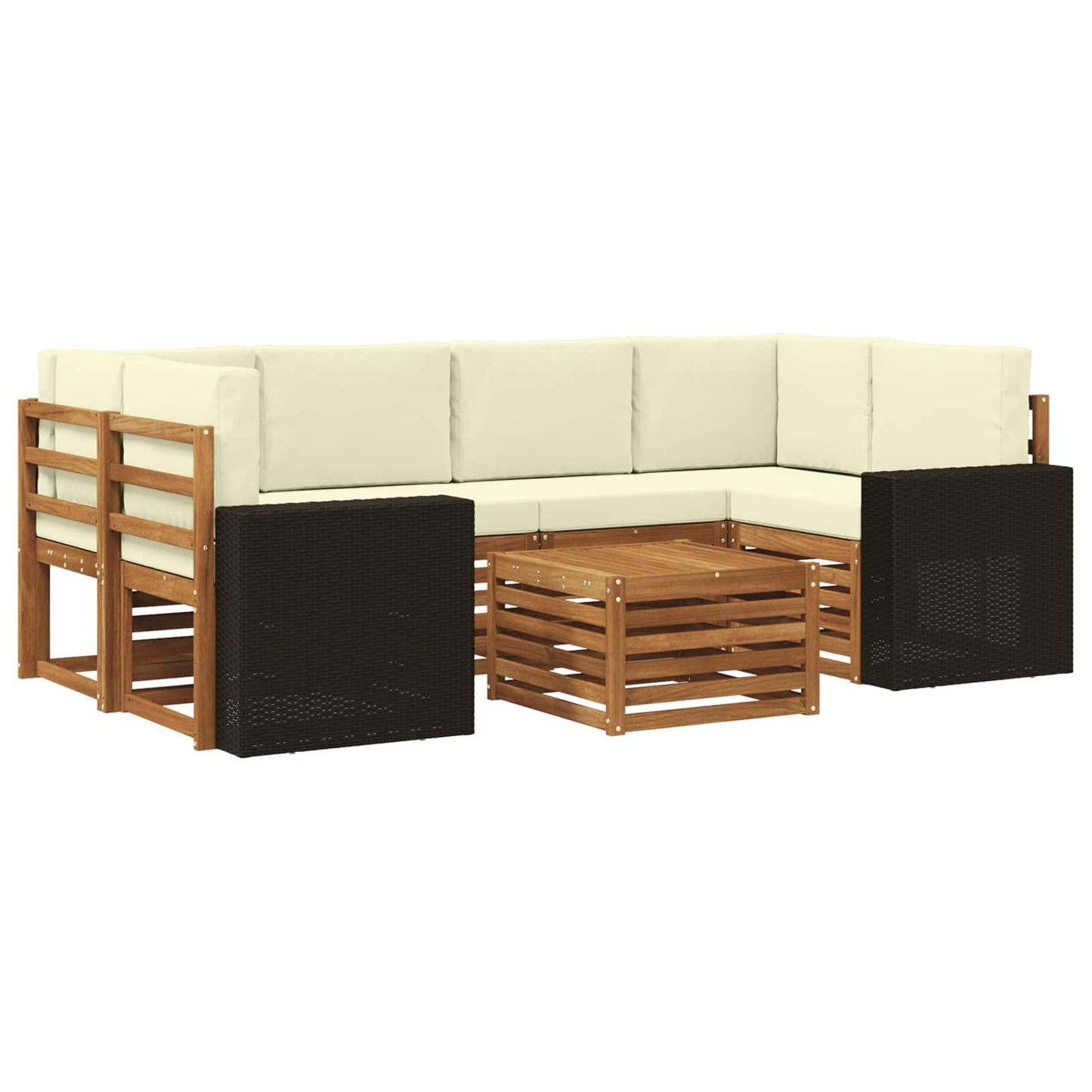 Buiten bankenset 7 pcs Natuurlijk en Crème Massief Acaciahout is nu te koop bij PeponiXL, paradijselijk wonen!