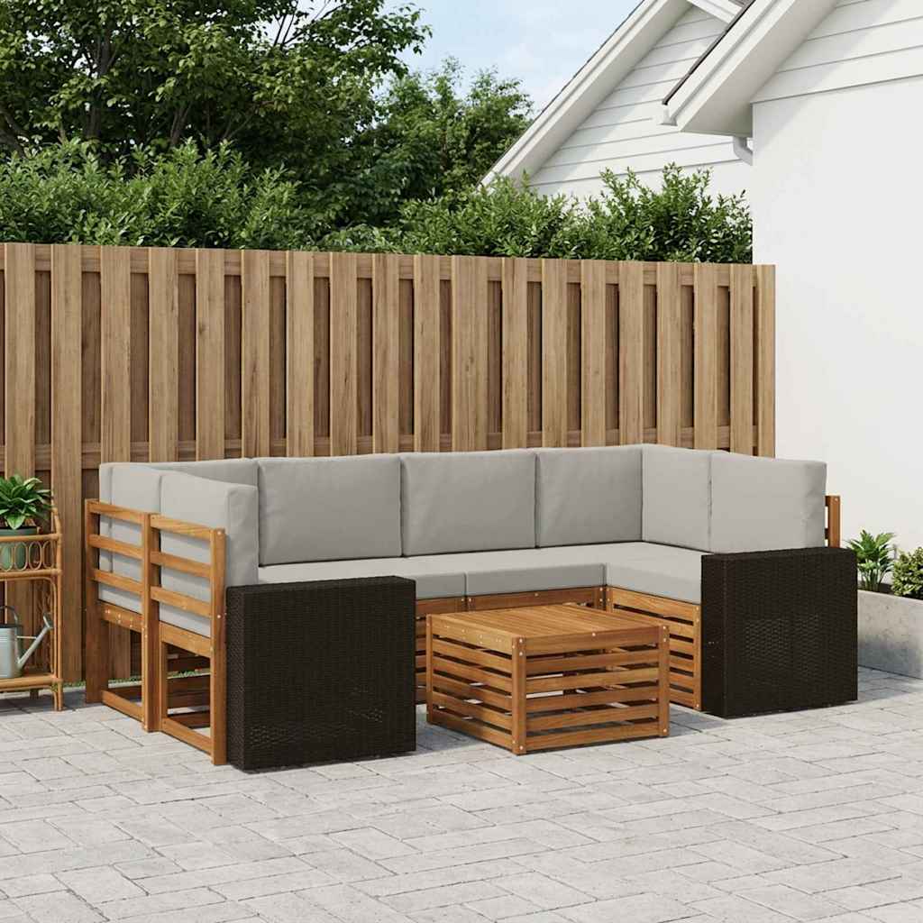 Buiten bankenset 7 pcs Naturel en lichtgrijs Massief Acaciahout is nu te koop bij PeponiXL, paradijselijk wonen!