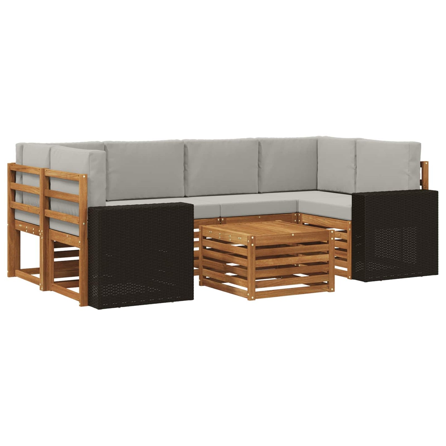 Buiten bankenset 7 pcs Naturel en lichtgrijs Massief Acaciahout is nu te koop bij PeponiXL, paradijselijk wonen!