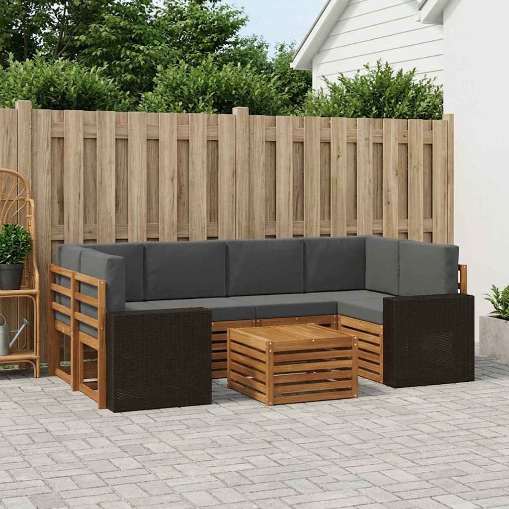 Buiten bankenset met kussen 7 pcs Natuurlijk en Antraciet is nu te koop bij PeponiXL, paradijselijk wonen!