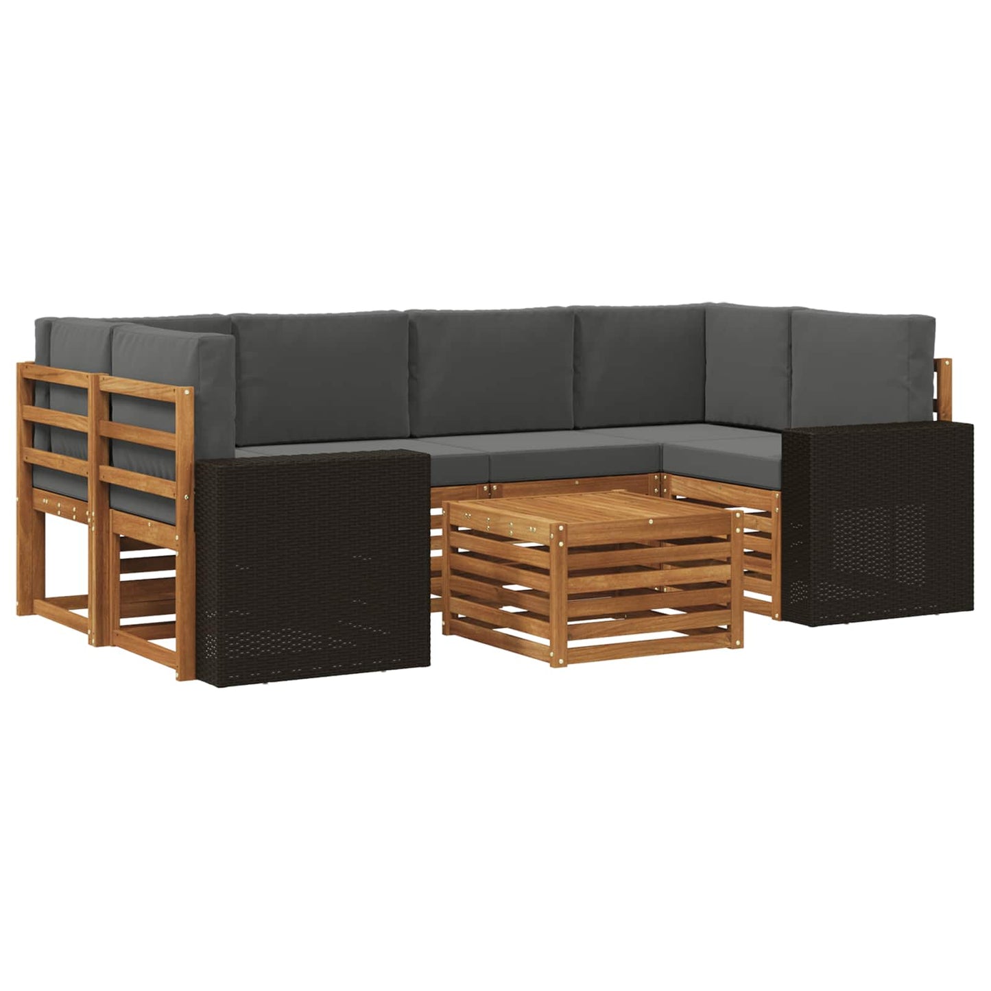 Buiten bankenset met kussen 7 pcs Natuurlijk en Antraciet is nu te koop bij PeponiXL, paradijselijk wonen!