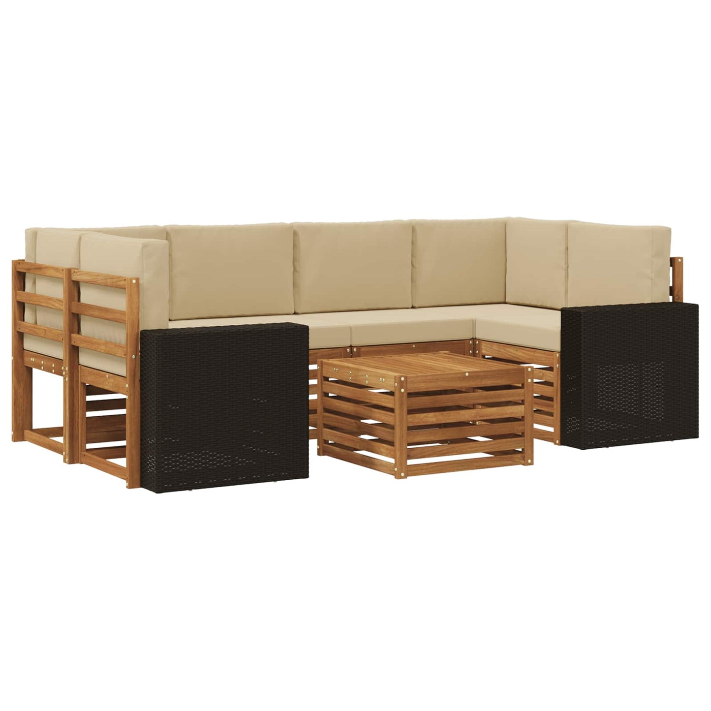 Buiten bankenset 7 pcs Natuurlijk en Beige Massief Acaciahout is nu te koop bij PeponiXL, paradijselijk wonen!