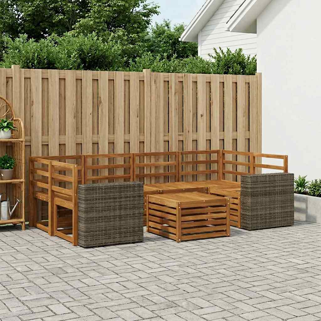 Buiten bankenset 7 pcs Naturel Massief Acaciahout is nu te koop bij PeponiXL, paradijselijk wonen!