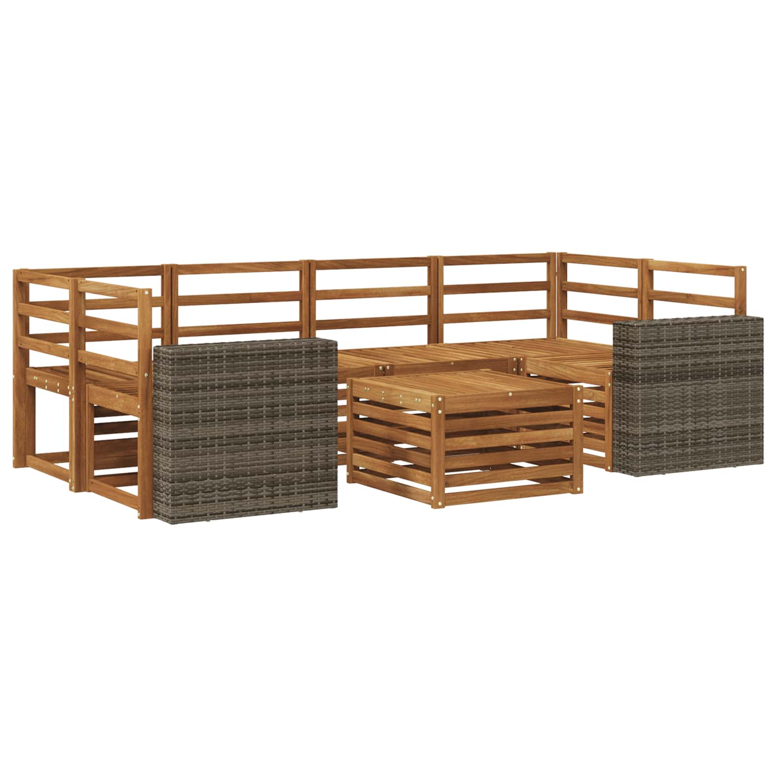 Buiten bankenset 7 pcs Naturel Massief Acaciahout is nu te koop bij PeponiXL, paradijselijk wonen!