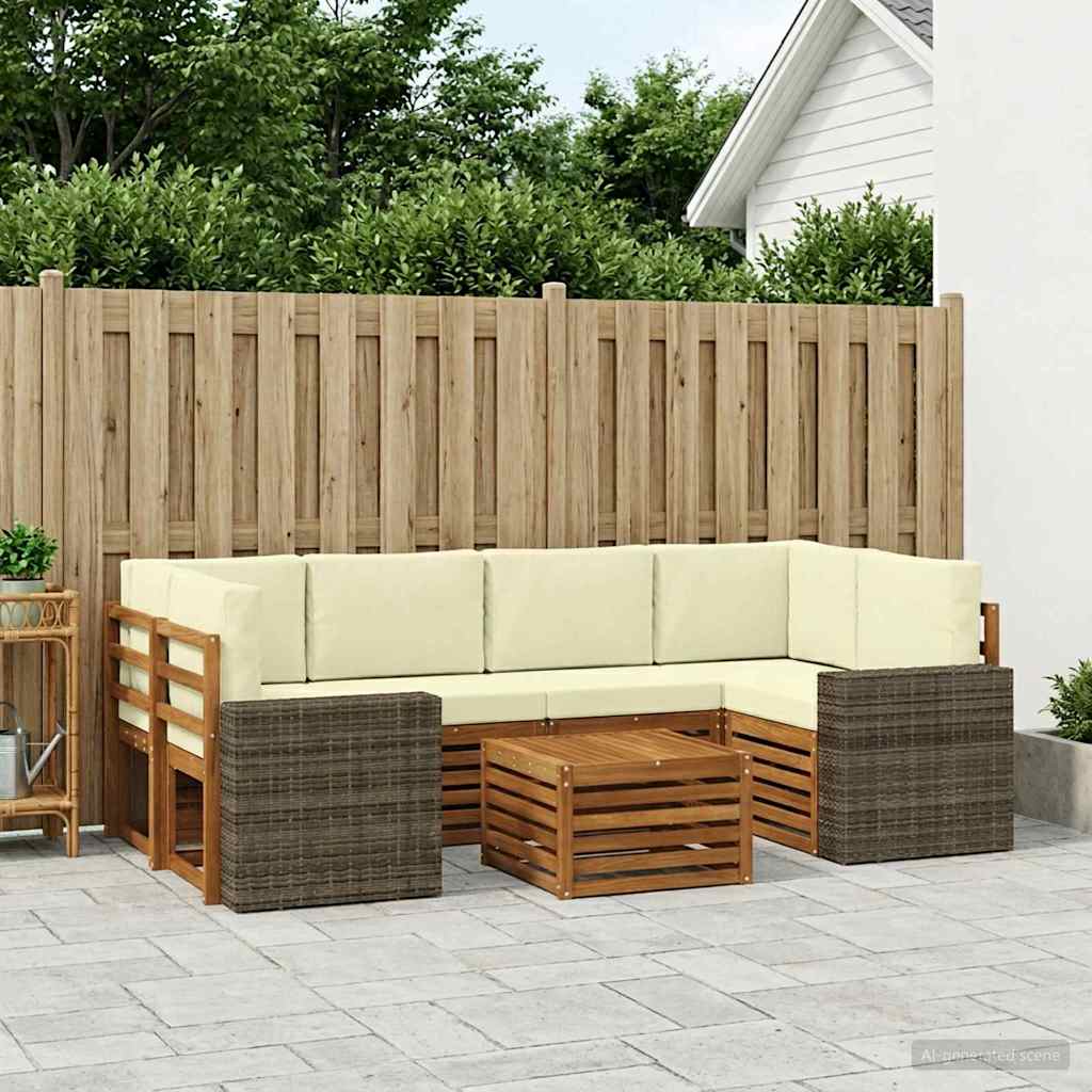 Buiten bankenset 7 pcs Natuurlijk en Crème Massief Acaciahout is nu te koop bij PeponiXL, paradijselijk wonen!