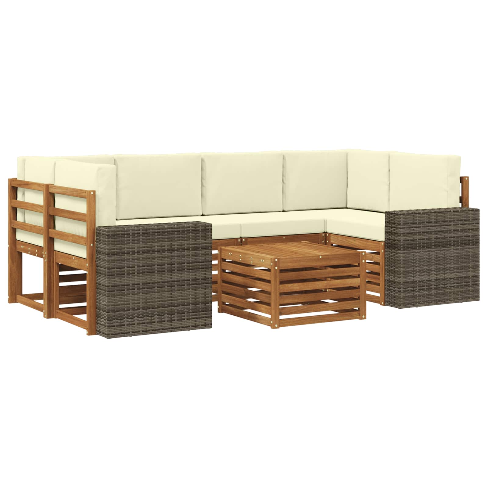 Buiten bankenset 7 pcs Natuurlijk en Crème Massief Acaciahout is nu te koop bij PeponiXL, paradijselijk wonen!