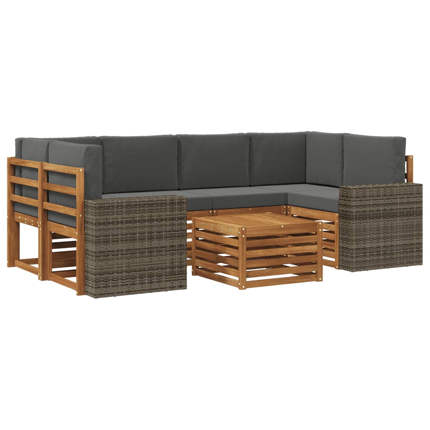 Buiten bankenset met kussen 7 pcs Natuurlijk en Antraciet is nu te koop bij PeponiXL, paradijselijk wonen!