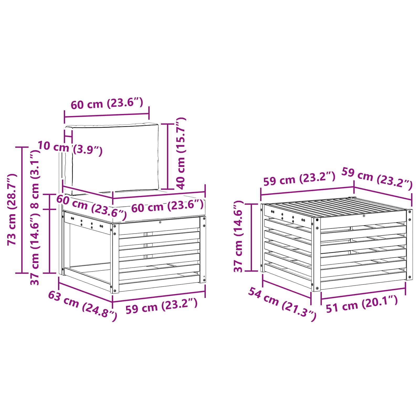 Sofa-Sets met kussen 8 pcs Massief Acaciahout is nu te koop bij PeponiXL, paradijselijk wonen!