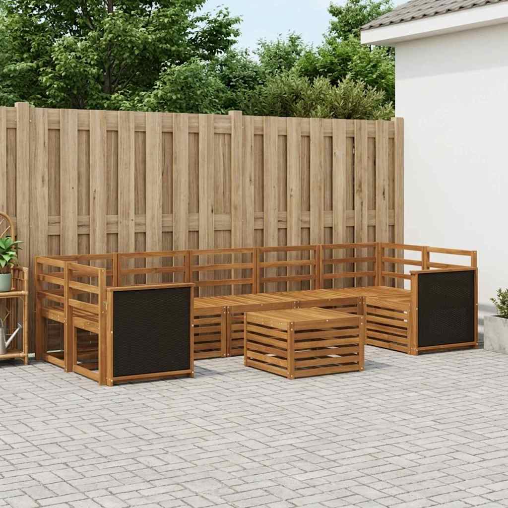 Buiten bankenset 8 pcs Naturel Massief Acaciahout is nu te koop bij PeponiXL, paradijselijk wonen!