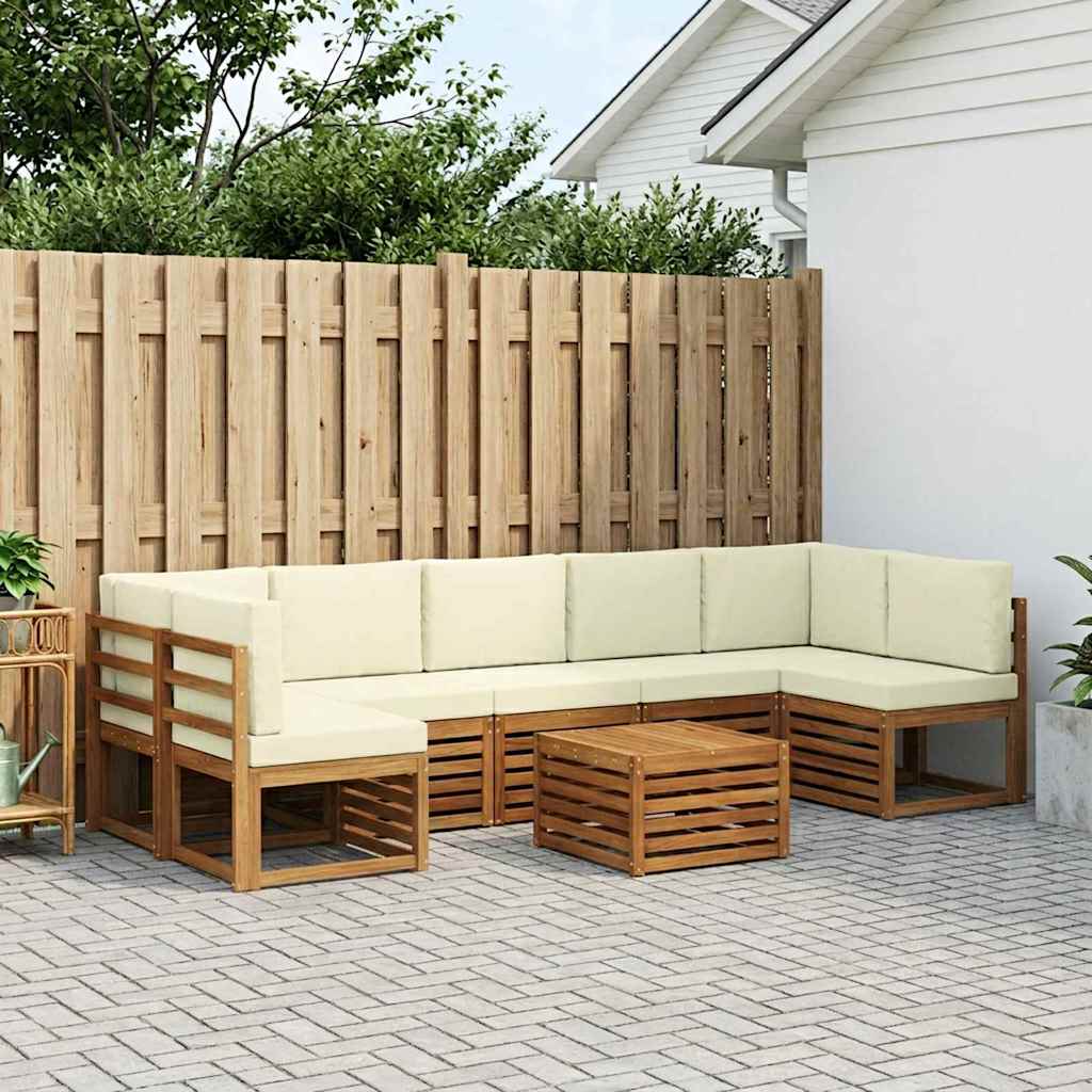 Buiten bankenset 8 pcs Natuurlijk en Crème Massief Acaciahout is nu te koop bij PeponiXL, paradijselijk wonen!